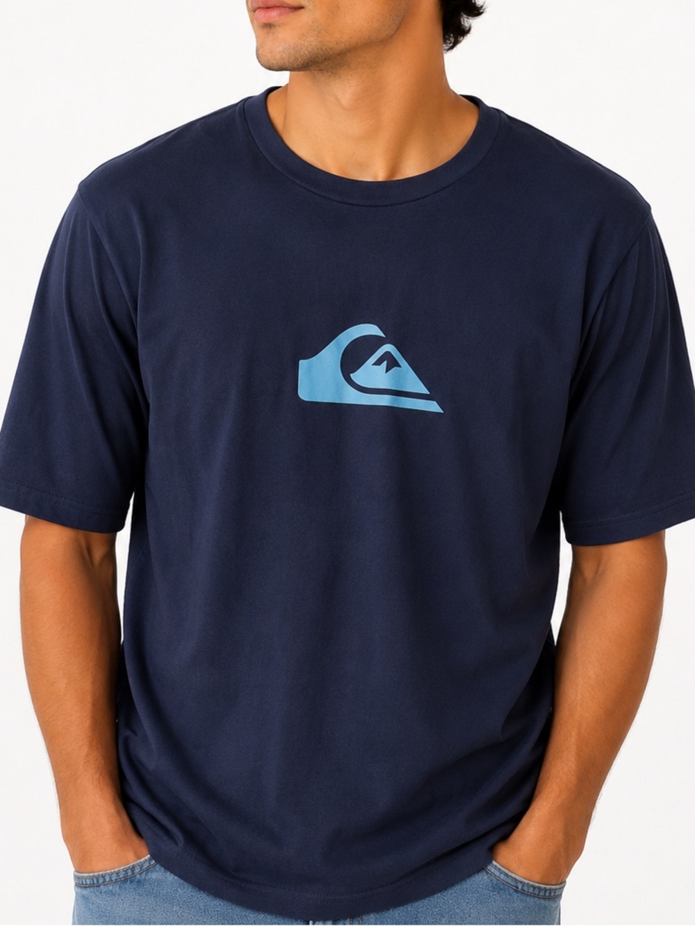 Quiksilver Navy T-Shirt with Light Blue Logo